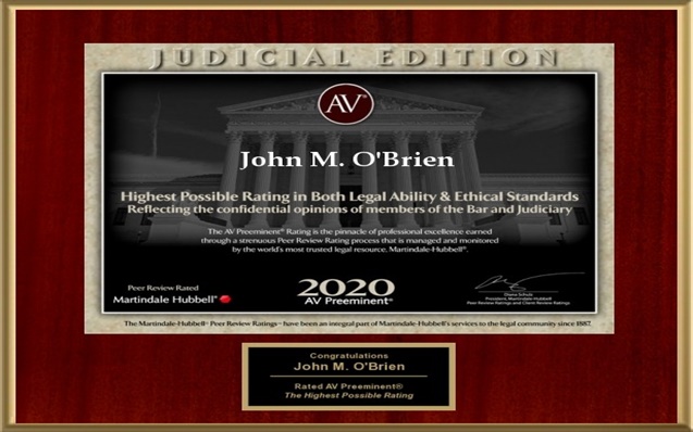 Sacramento County Injury Attorney John O’Brien Wins the 2020 AV Preeminent Award